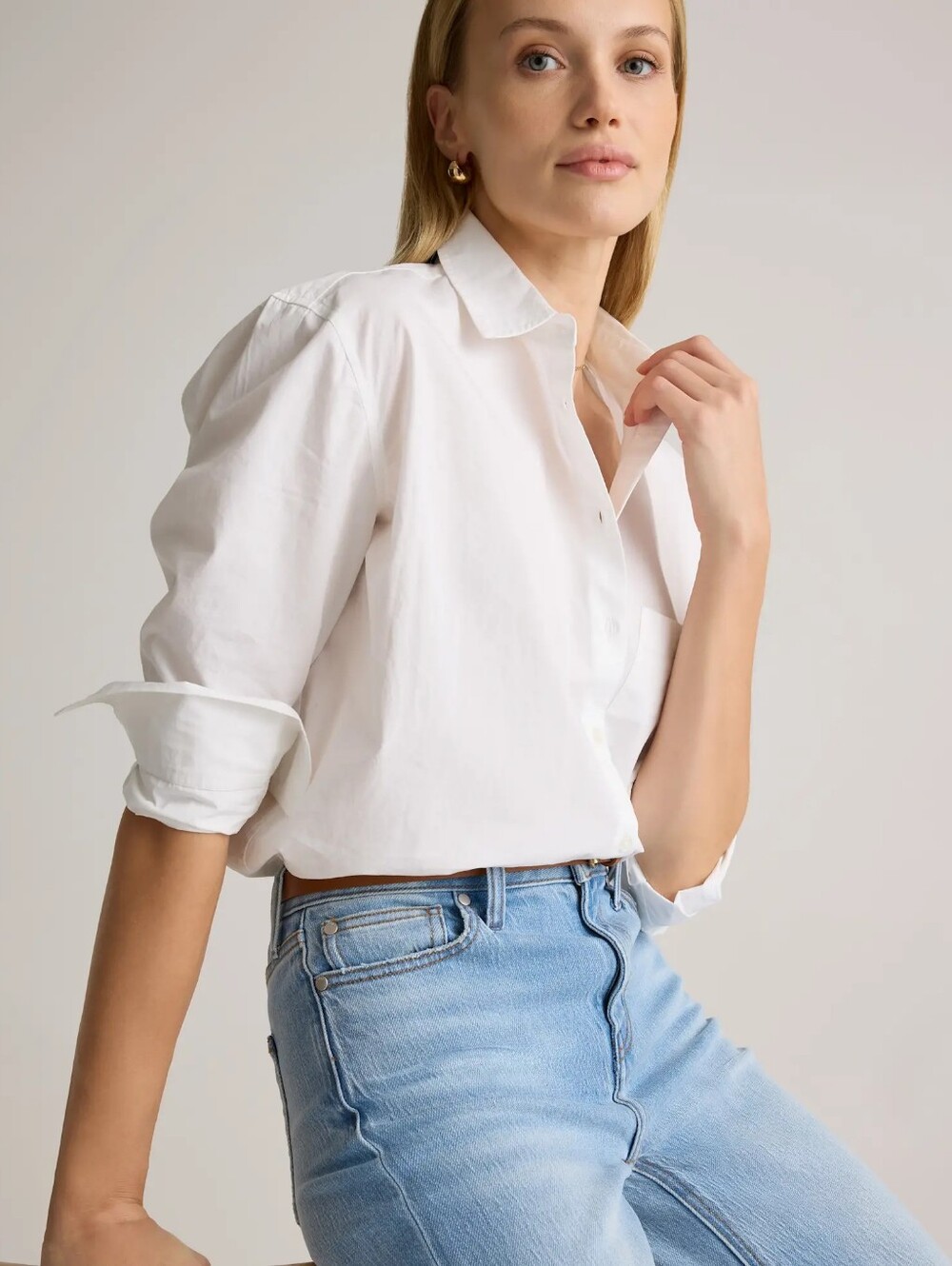 Quince 100% Organic Cotton  White Button-Down  Shirt Size XS